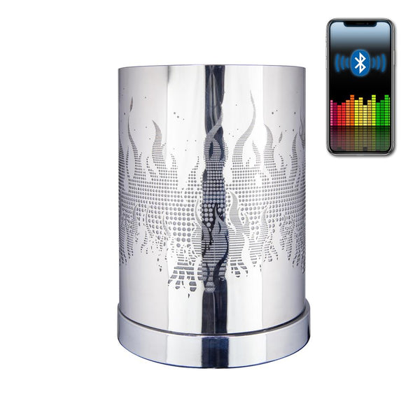Silver Metal Sculpture Flame Bluetooth Speaker LED Oil Warmer BT-007 - Special Item