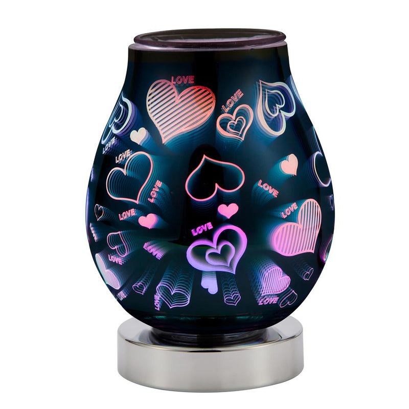 Love Heart 3D LED Color Changing Glass Electrical Oil Warmer LE-448 - Special Item