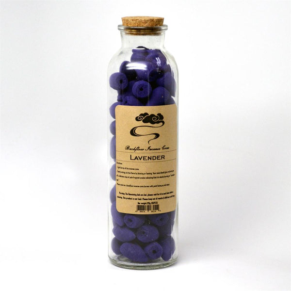 Glass Bottle Backflow Incense Cone 68pcs Per Bottle Lavender IC-01 - Special Item